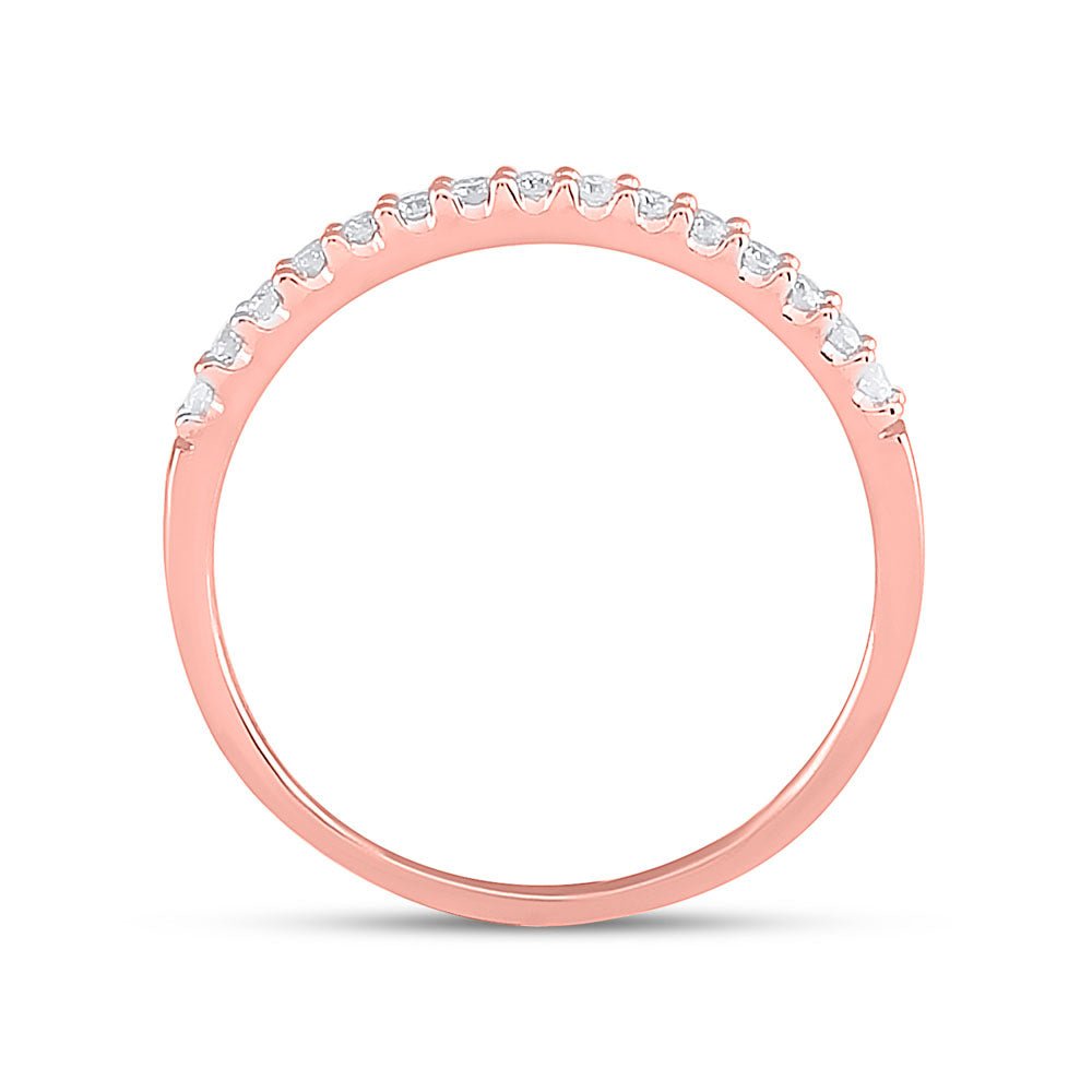 14K Rose Gold Round Diamond Fashion Women's Band 1/6 Cttw - Splendid Jewellery