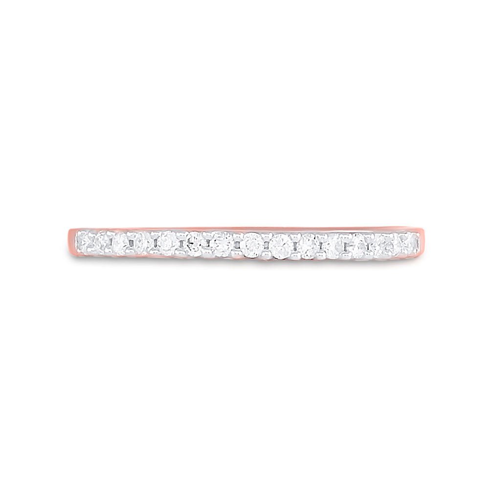 14K Rose Gold Round Diamond Fashion Women's Band 1/6 Cttw - Splendid Jewellery