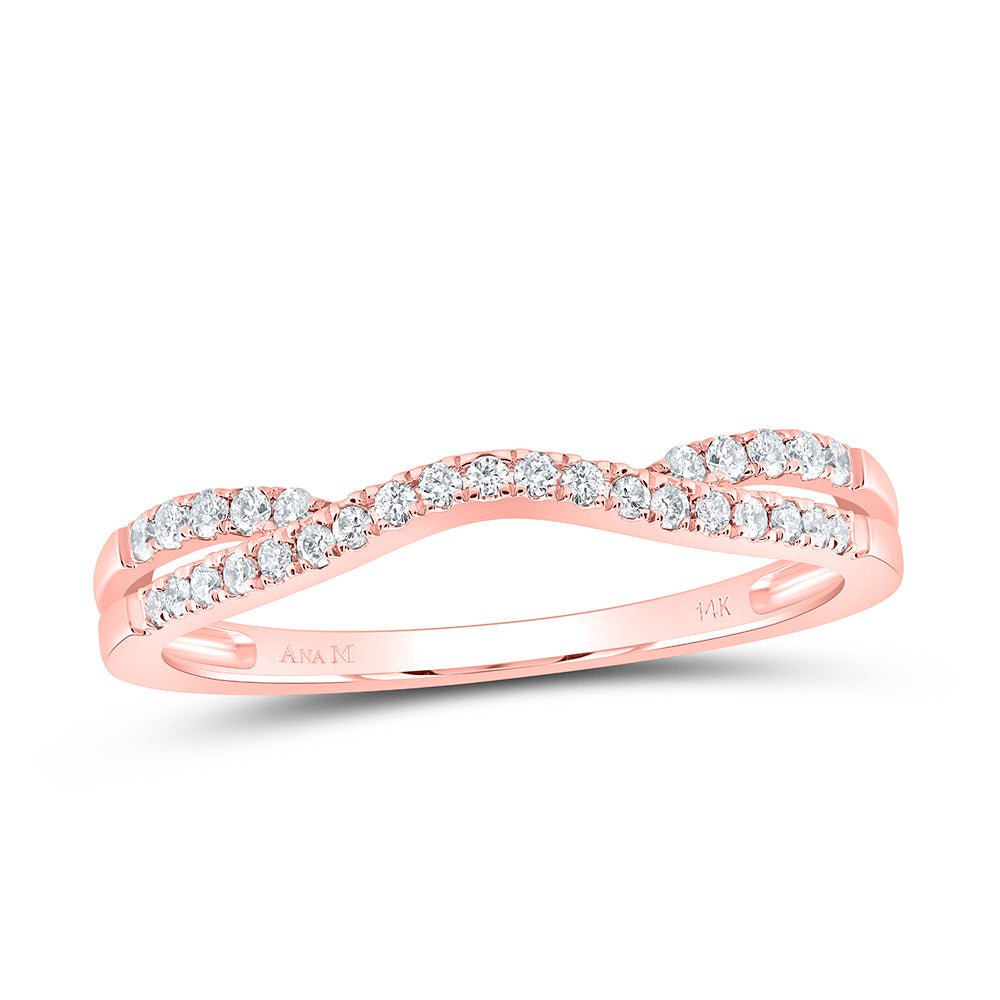 14K Rose Gold Round Diamond Women's Band Ring Guard Enhancer 1/6 Cttw - Splendid Jewellery