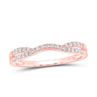 14K Rose Gold Round Diamond Women's Band Ring Guard Enhancer 1/6 Cttw - Splendid Jewellery