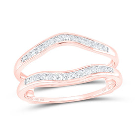 14K Rose Gold Round Diamond Women's Channel Set Wrap Ring Guard Enhancer 1/4 Cttw - Splendid Jewellery