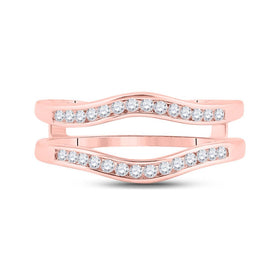 14K Rose Gold Round Diamond Women's Channel Set Wrap Ring Guard Enhancer 1/4 Cttw - Splendid Jewellery