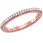 14K Rose Gold Round Diamond Women's Single Row Stackable Band Ring 1/8 Cttw - Splendid Jewellery