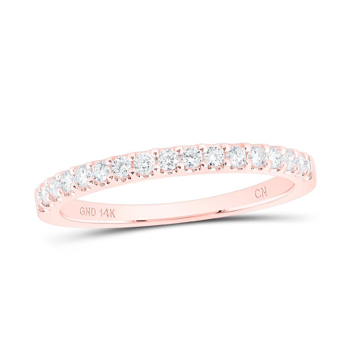 14K Rose Gold Round Diamond Women's Wedding Single Row Band 1/3 Cttw - Splendid Jewellery