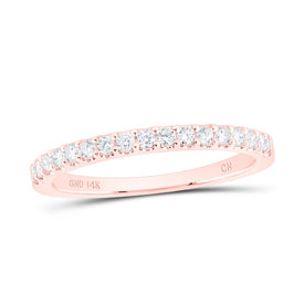 14K Rose Gold Round Diamond Women's Wedding Single Row Band 1/3 Cttw - Splendid Jewellery