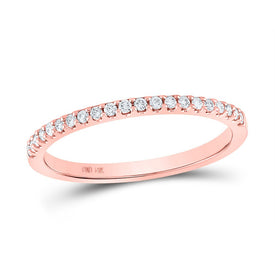 14K Rose Gold Round Diamond Women's Wedding Single Row Band 1/6 Cttw - Splendid Jewellery