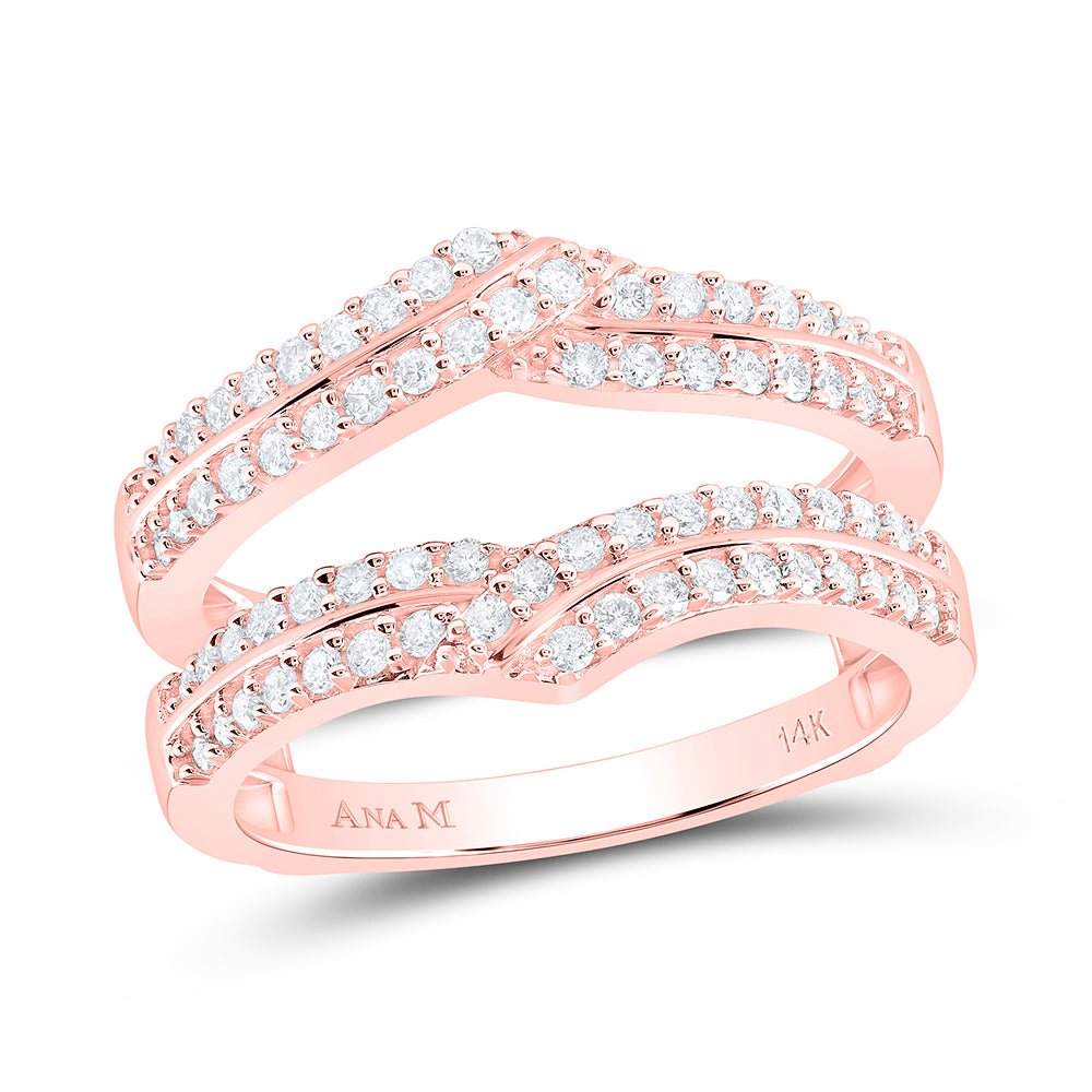14K Rose Gold Round Diamond Women's Wrap Ring Guard Enhancer 1/2 Cttw - Splendid Jewellery