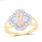 14k three tone Diamond Fashion Virgin Mother Mary Clover Women's Ring 1/2 Cttw - Splendid Jewellery