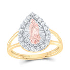 14k three tone Diamond Fashion Virgin Mother Mary Pear Women's Ring 1/2 Cttw - Splendid Jewellery