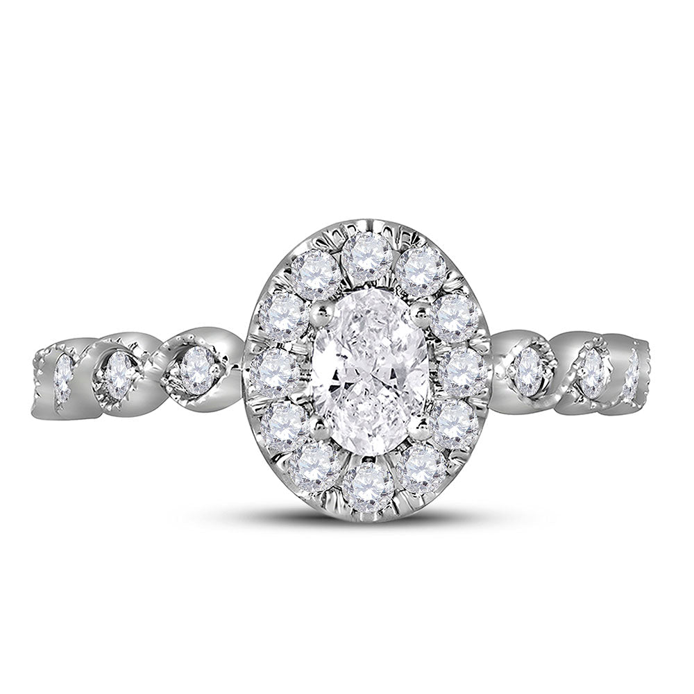 14K Two tone Gold Oval Diamond Solitaire Bridal Wedding Engagement Ring (Certified) 3/4 Cttw - Splendid Jewellery
