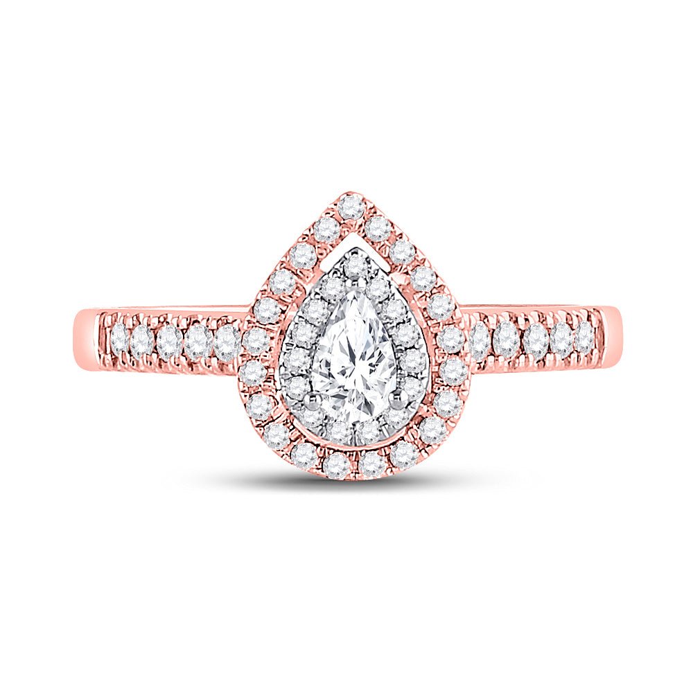 14K Two tone Gold Pear Diamond Solitaire Bridal Wedding Engagement Ring (Certified) 1/2 Cttw - Splendid Jewellery
