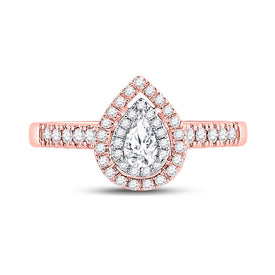 14K Two tone Gold Pear Diamond Solitaire Bridal Wedding Engagement Ring (Certified) 1/2 Cttw - Splendid Jewellery