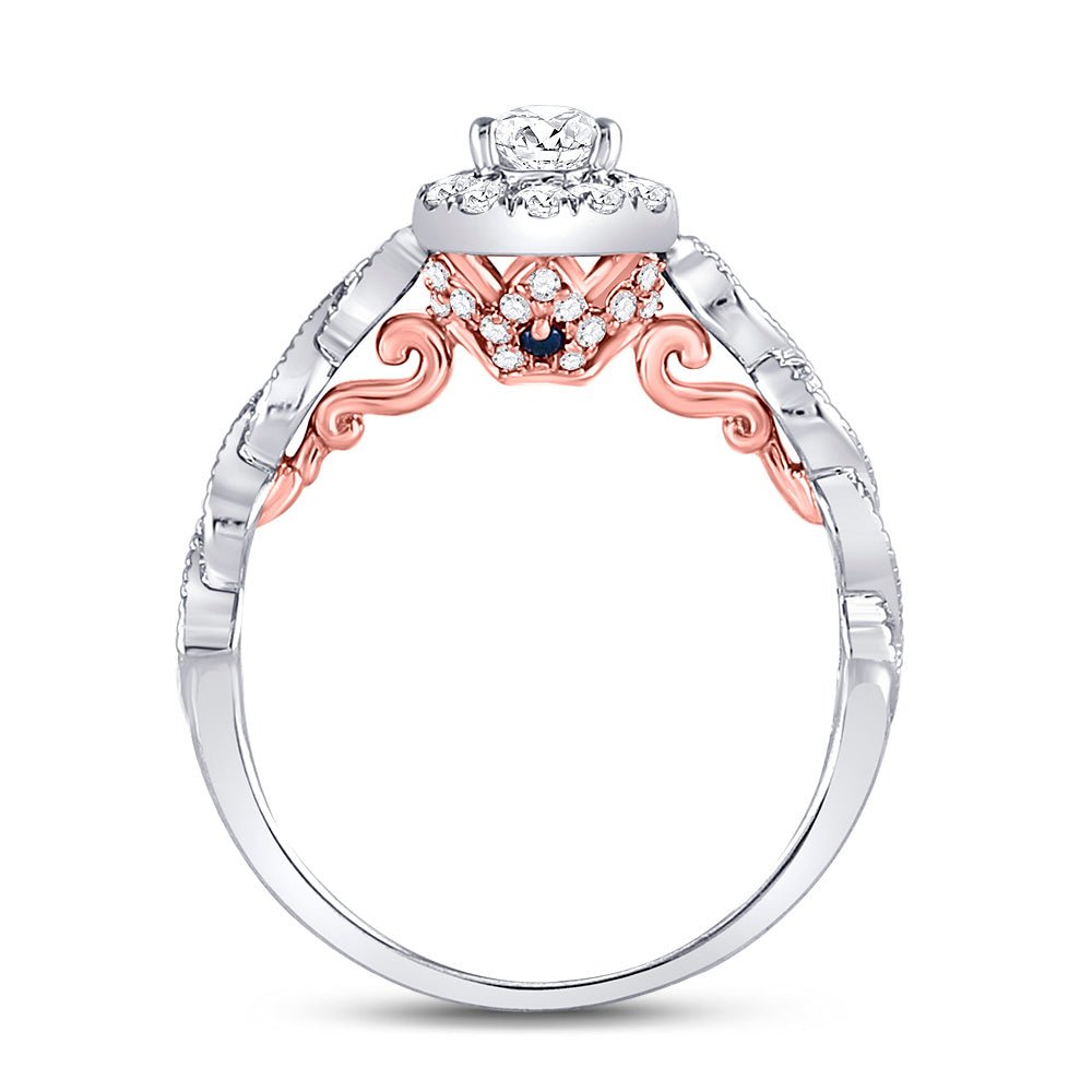 14K Two tone Gold Pear Diamond Solitaire Bridal Wedding Engagement Ring (Certified) 3/4 Cttw - Splendid Jewellery