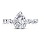 14K Two tone Gold Pear Diamond Solitaire Bridal Wedding Engagement Ring (Certified) 3/4 Cttw - Splendid Jewellery