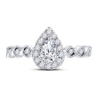 14K Two tone Gold Pear Diamond Solitaire Bridal Wedding Engagement Ring (Certified) 3/4 Cttw - Splendid Jewellery