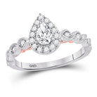 14K Two tone Gold Pear Diamond Solitaire Bridal Wedding Engagement Ring (Certified) 3/4 Cttw - Splendid Jewellery