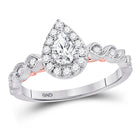 14K Two tone Gold Pear Diamond Solitaire Bridal Wedding Engagement Ring (Certified) 3/4 Cttw - Splendid Jewellery