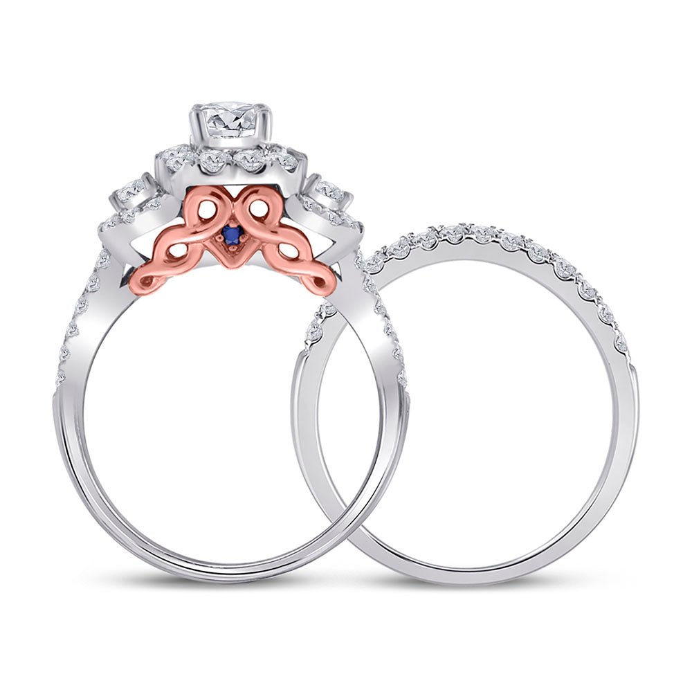 14K Two tone Gold Round Diamond Bridal Wedding Engagement Ring Band Set 1 (Certified) 1 1/2 Cttw - Splendid Jewellery