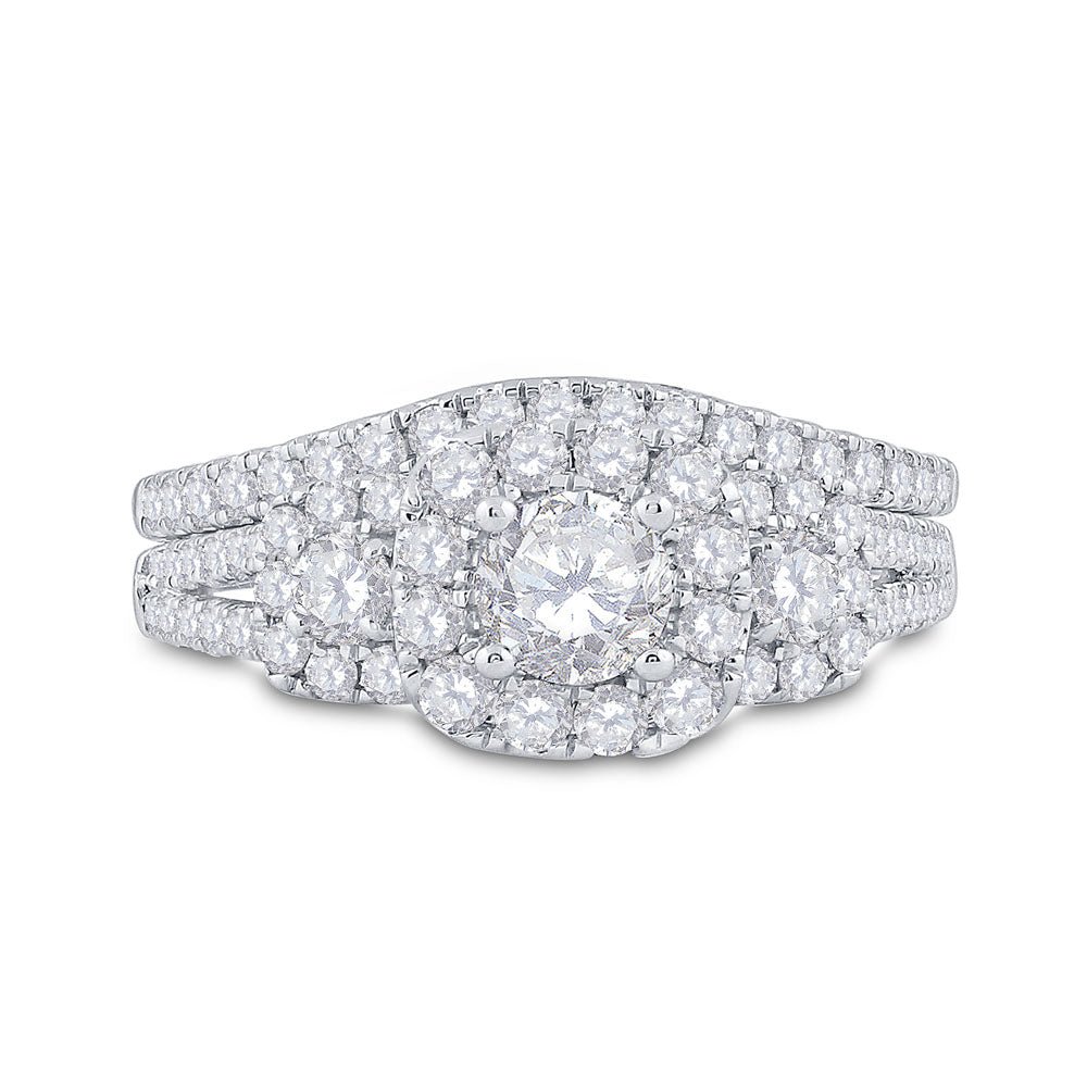 14K Two tone Gold Round Diamond Bridal Wedding Engagement Ring Band Set 1 (Certified) 1 1/2 Cttw - Splendid Jewellery