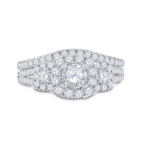 14K Two tone Gold Round Diamond Bridal Wedding Engagement Ring Band Set 1 (Certified) 1 1/2 Cttw - Splendid Jewellery