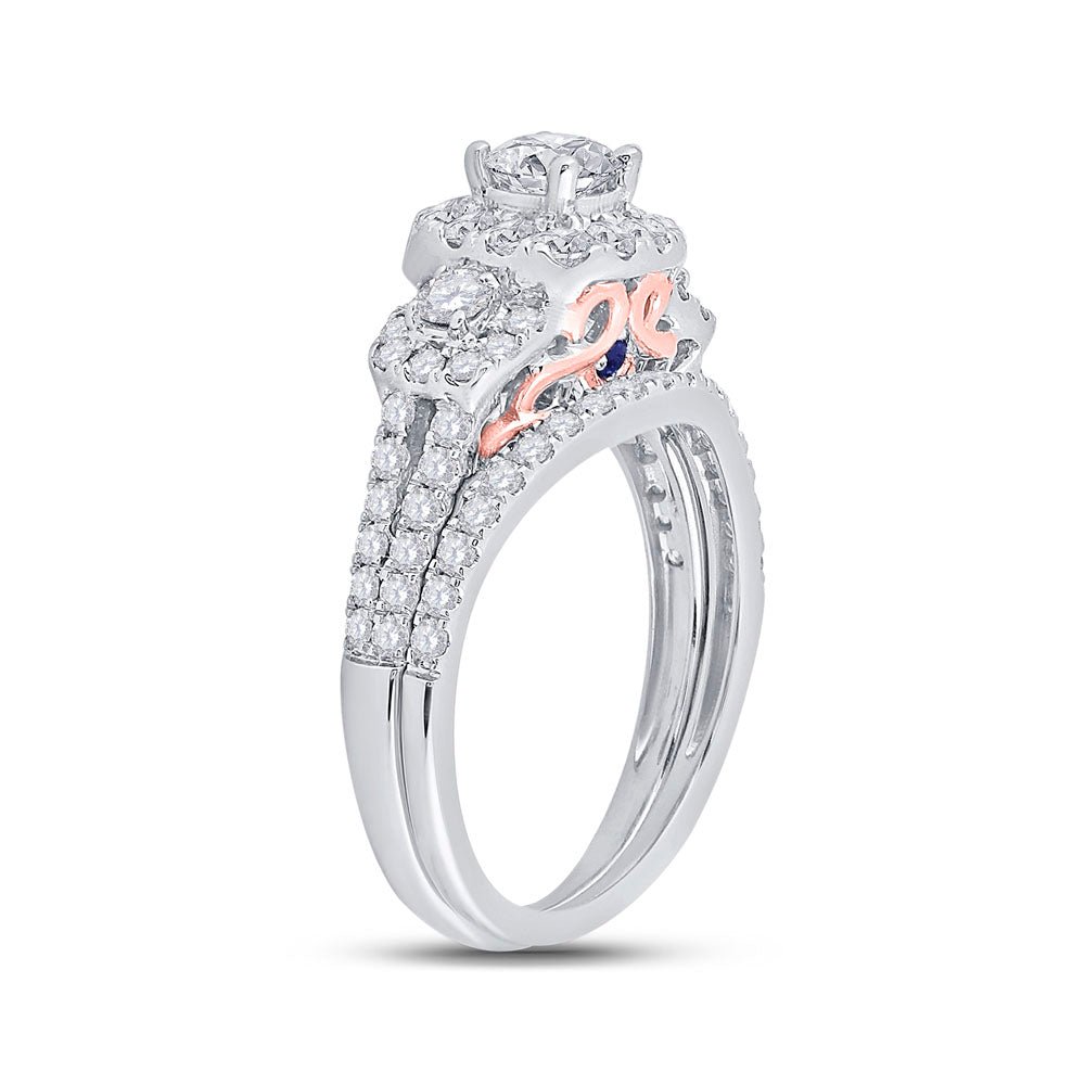 14K Two tone Gold Round Diamond Bridal Wedding Engagement Ring Band Set 1 (Certified) 1 1/2 Cttw - Splendid Jewellery