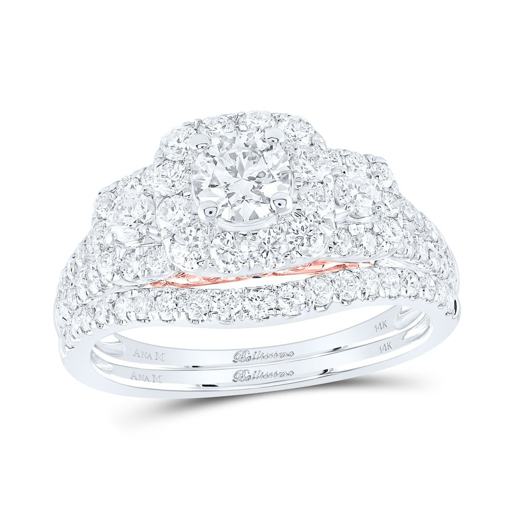 14K Two tone Gold Round Diamond Bridal Wedding Engagement Ring Band Set 1 (Certified) 1 1/2 Cttw - Splendid Jewellery