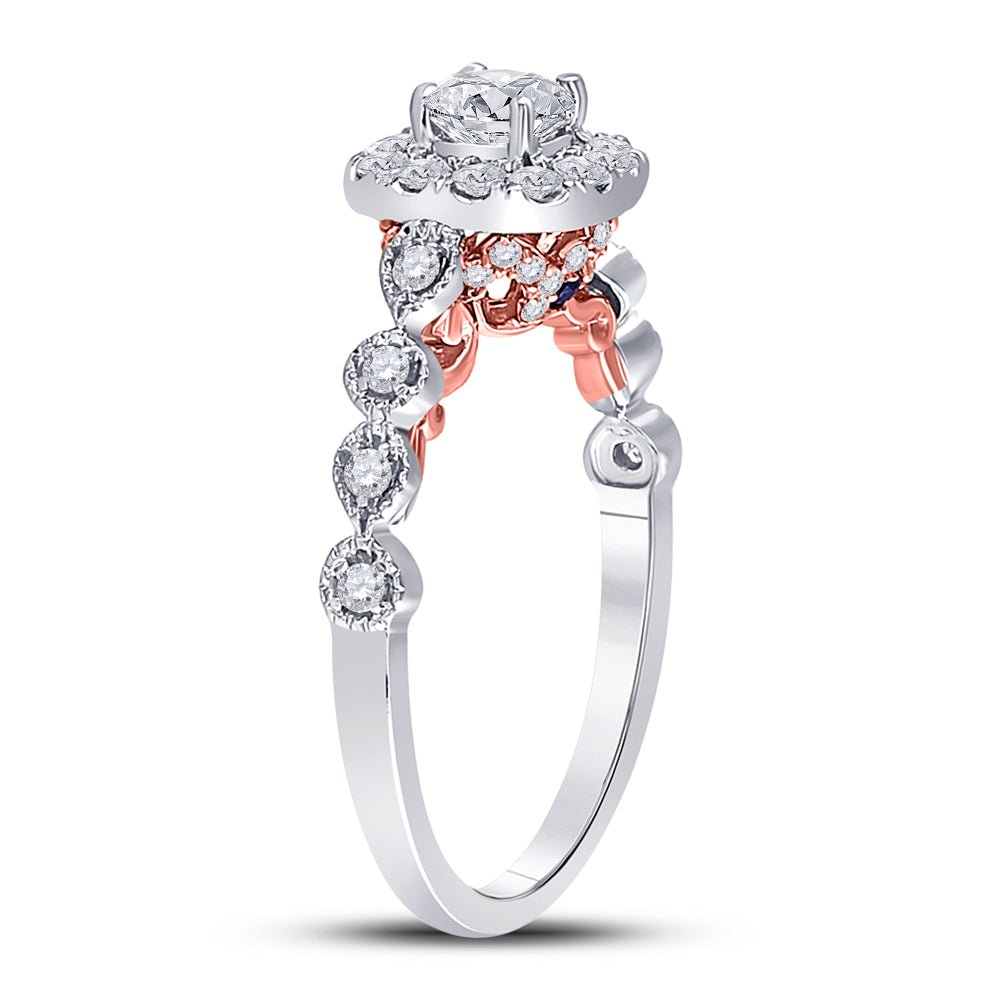 14K Two tone Gold Round Diamond Solitaire Bridal Wedding Engagement Ring (Certified) 3/4 Cttw - Splendid Jewellery