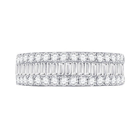 14K White Gold Baguette Diamond Anniversary Band Ring 1 1 1/2 Cttw - Splendid Jewellery