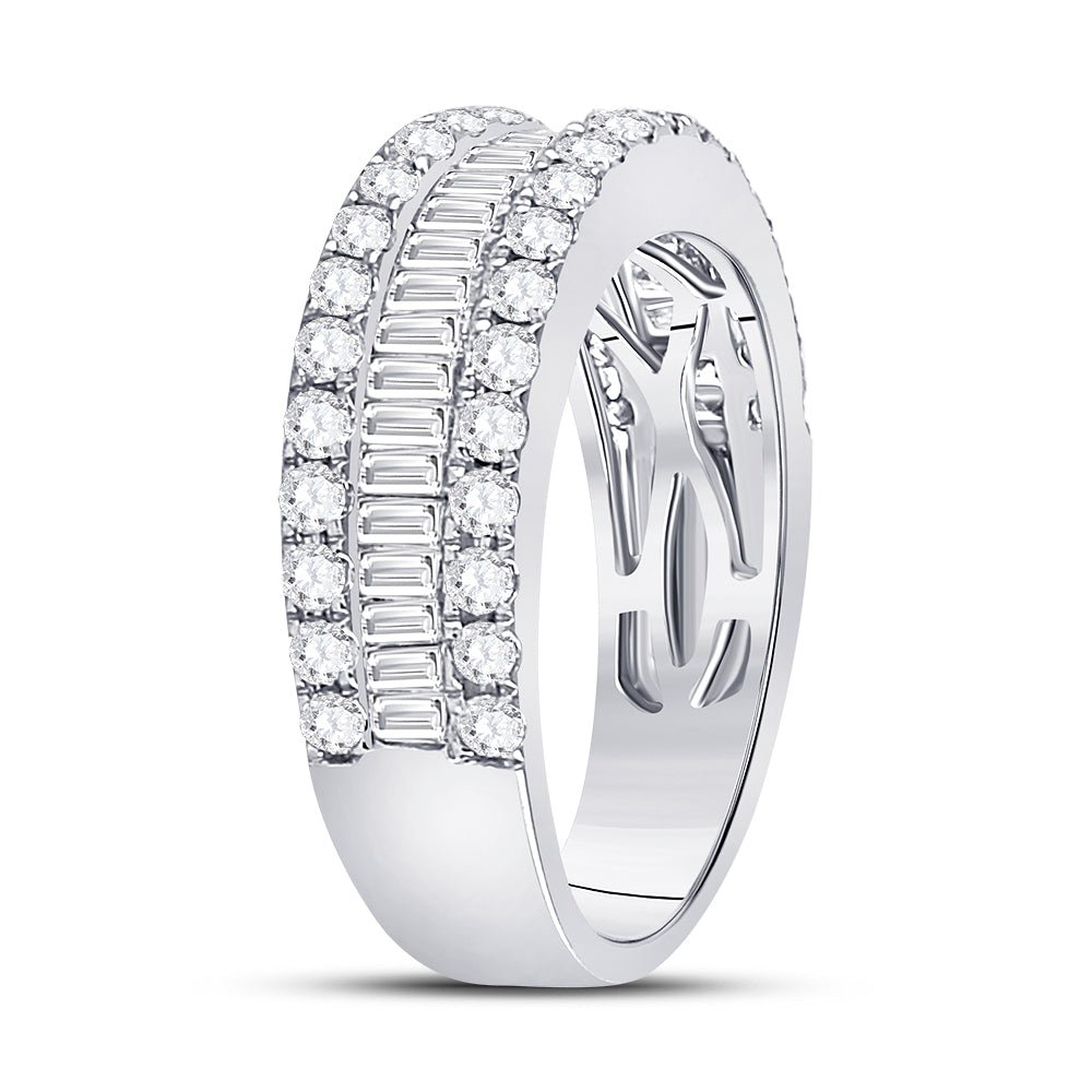 14K White Gold Baguette Diamond Anniversary Band Ring 1 1 1/2 Cttw - Splendid Jewellery