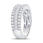 14K White Gold Baguette Diamond Anniversary Band Ring 1 1 1/2 Cttw - Splendid Jewellery