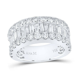 14K White Gold Baguette Diamond Anniversary Cocktail Ring 3 Cttw - Splendid Jewellery