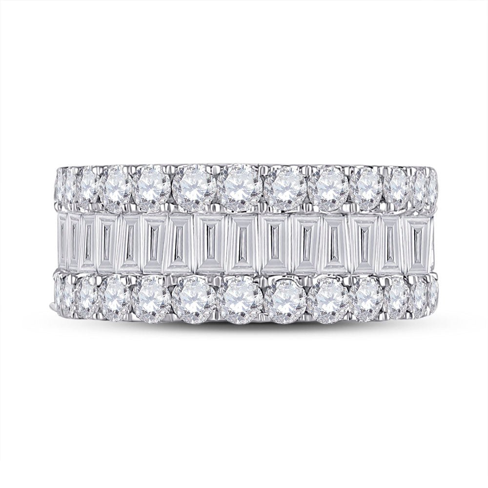 14K White Gold Baguette Diamond Anniversary Cocktail Ring 3 Cttw - Splendid Jewellery