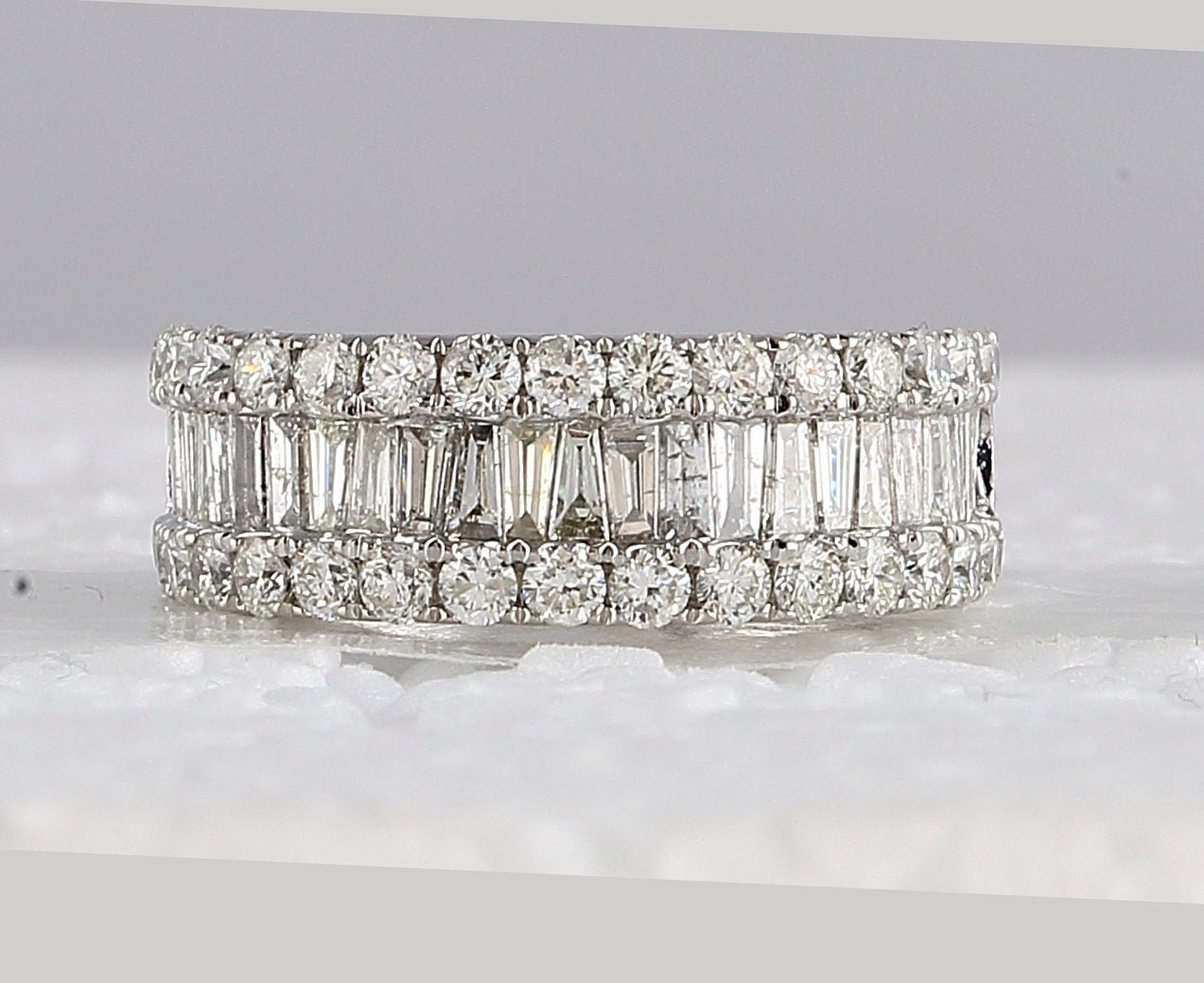 14K White Gold Baguette Diamond Cocktail Anniversary Ring 2 Cttw - Splendid Jewellery