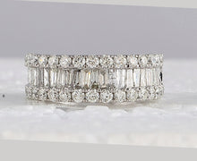 Load image into Gallery viewer, 14K White Gold Baguette Diamond Cocktail Anniversary Ring 2 Cttw - Splendid Jewellery