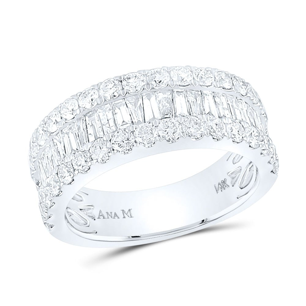 14K White Gold Baguette Diamond Cocktail Anniversary Ring 2 Cttw - Splendid Jewellery