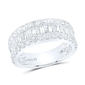 14K White Gold Baguette Diamond Cocktail Anniversary Ring 2 Cttw - Splendid Jewellery