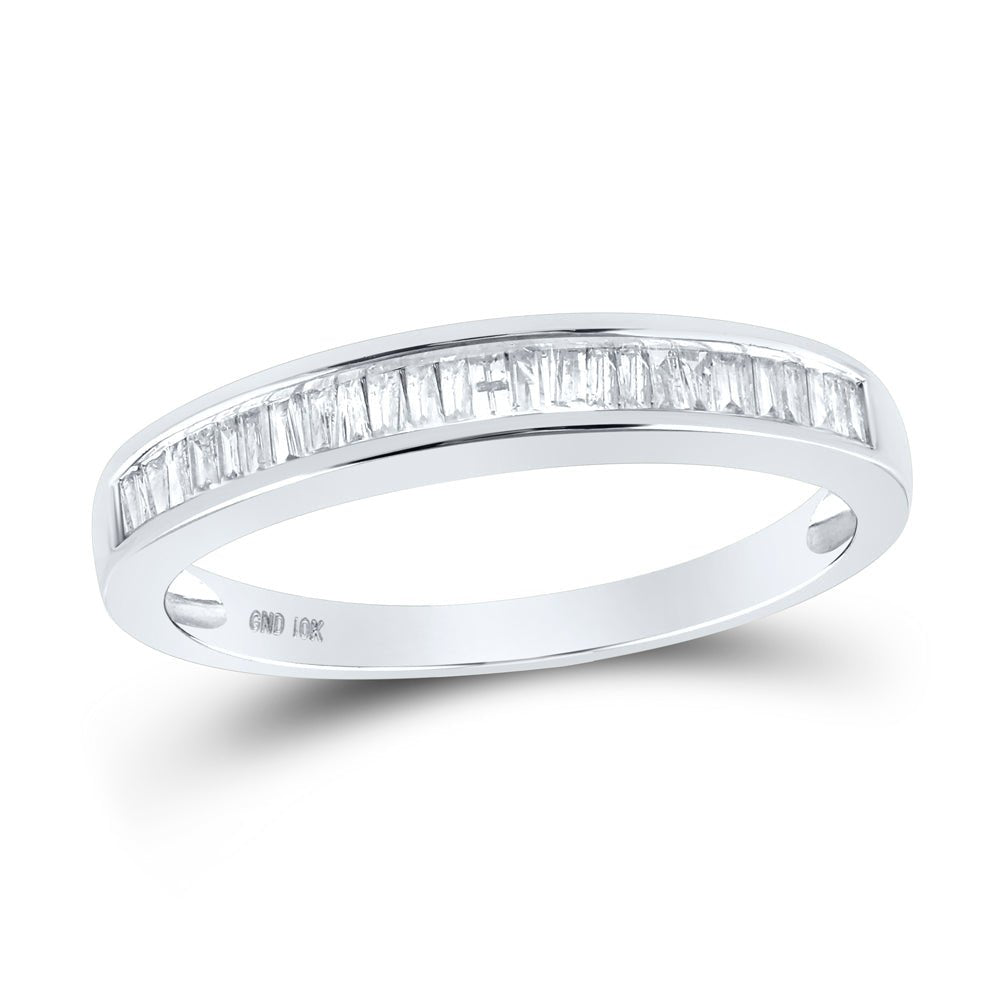 14K White Gold Baguette Diamond Wedding Band Ring 1/4 Cttw - Splendid Jewellery