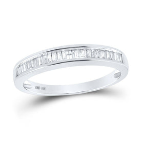 14K White Gold Baguette Diamond Wedding Band Ring 1/4 Cttw - Splendid Jewellery