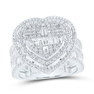 14K White Gold Diamond 1 3/4tw Fashion Heart Baguette Bridal Ring 1 5/8 Cttw - Splendid Jewellery