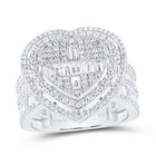 14K White Gold Diamond 1 3/4tw Fashion Heart Baguette Bridal Ring 1 5/8 Cttw - Splendid Jewellery