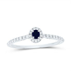 14K White Gold Diamond 3x2. Oval Blue Sapphire Gemstone Ring 1/5 Cttw - Splendid Jewellery
