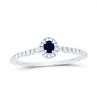 14K White Gold Diamond 3x2. Oval Blue Sapphire Gemstone Ring 1/5 Cttw - Splendid Jewellery