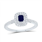 14K White Gold Diamond 4.2* Emerald Blue Sapphire Gemstone Emerald Ring 1/2 Cttw - Splendid Jewellery