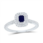 14K White Gold Diamond 4.2* Emerald Blue Sapphire Gemstone Emerald Ring 1/2 Cttw - Splendid Jewellery