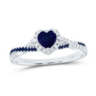 14K White Gold Diamond Blue Sapphire Blue Sapphire Gemstone Single Halo Bridal Ring 1/8 Cttw - Splendid Jewellery