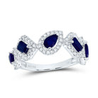 14K White Gold Diamond Blue Sapphire Emerald Gemstone Designer Ring 1/3 Cttw - Splendid Jewellery
