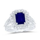 14K White Gold Diamond Blue Sapphire Emerald Gemstone Ring 1 Cttw - Splendid Jewellery