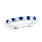 14K White Gold Diamond Blue Sapphire Gemstone Band 1/6 Cttw - Splendid Jewellery