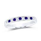 14K White Gold Diamond Blue Sapphire Gemstone Band 1/8 Cttw - Splendid Jewellery