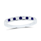 14K White Gold Diamond Blue Sapphire Gemstone Band 1/8 Cttw - Splendid Jewellery